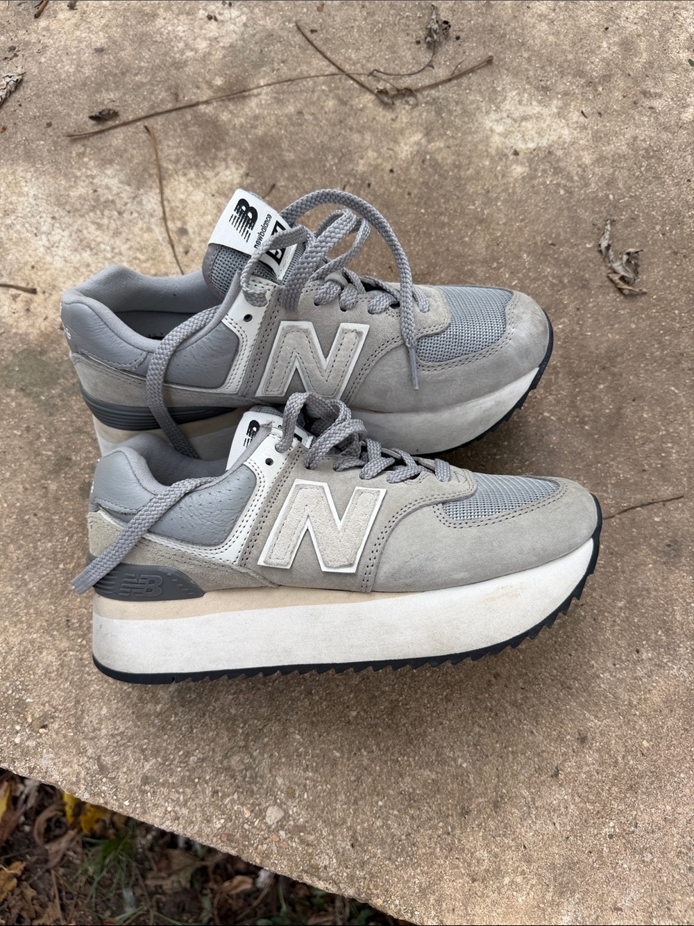 New Balance Women's Light Gray Platform Sneakers